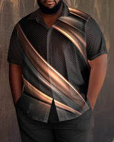 Men's Plus Size Marble Graphic Short Sleeve 2 Piece Walking Suit